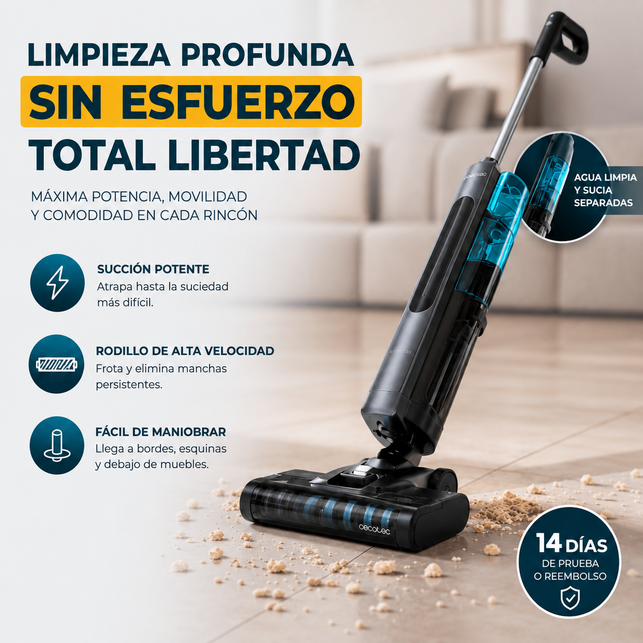 FreeGo S10 Nova – Limpieza 2 en 1: Aspira, Friega y se Autolimpia