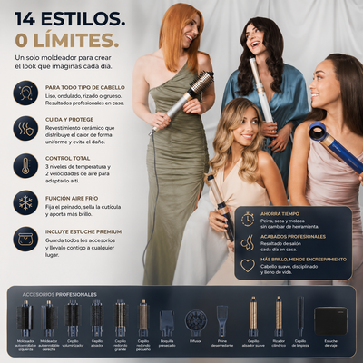 Cecotec AirGlisse Luxury 14 en 1 – Seca, Moldea, Riza y Alisa con Tecnología Coanda