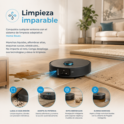 Cecotec Conga X100 – Robot Aspirador Inteligente 20.000 Pa con Base 4 en 1, IA y Cámara