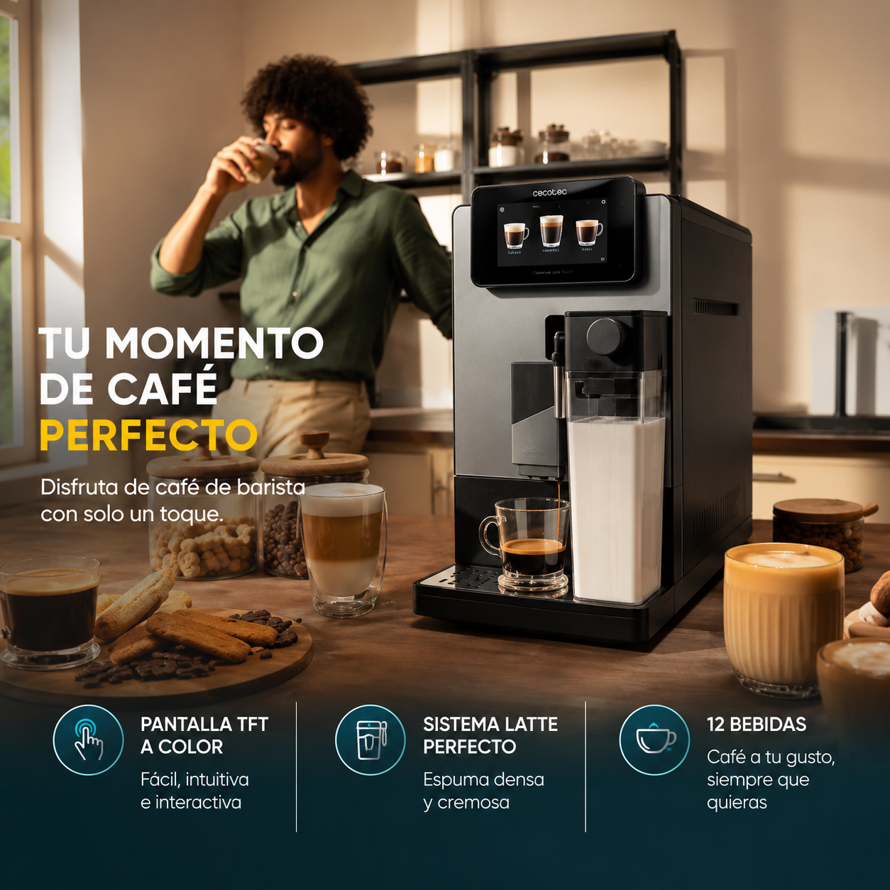 Cecotec Cremmaet Latte Touch – Café de Barista en Casa con un Solo Toque