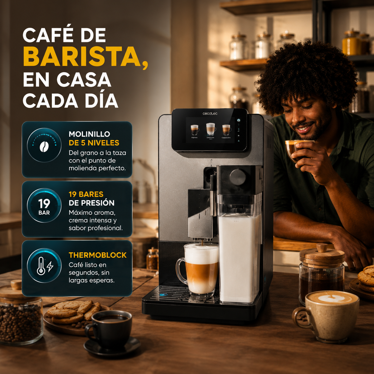 Cecotec Cremmaet Latte Touch – Café de Barista en Casa con un Solo Toque
