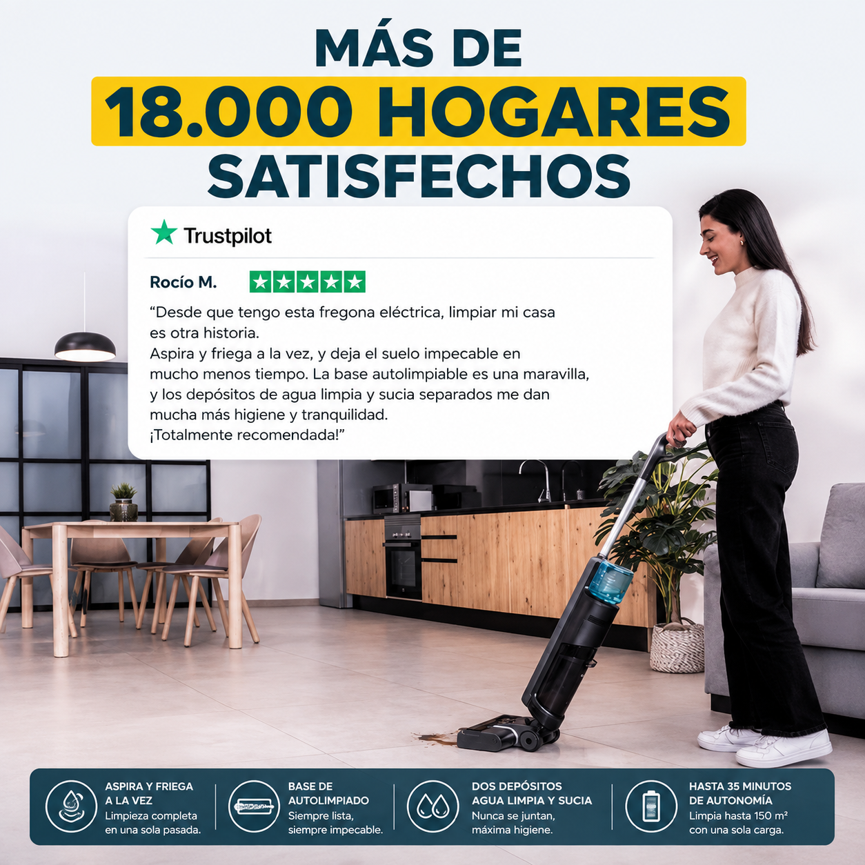 FreeGo S10 Nova – Limpieza 2 en 1: Aspira, Friega y se Autolimpia