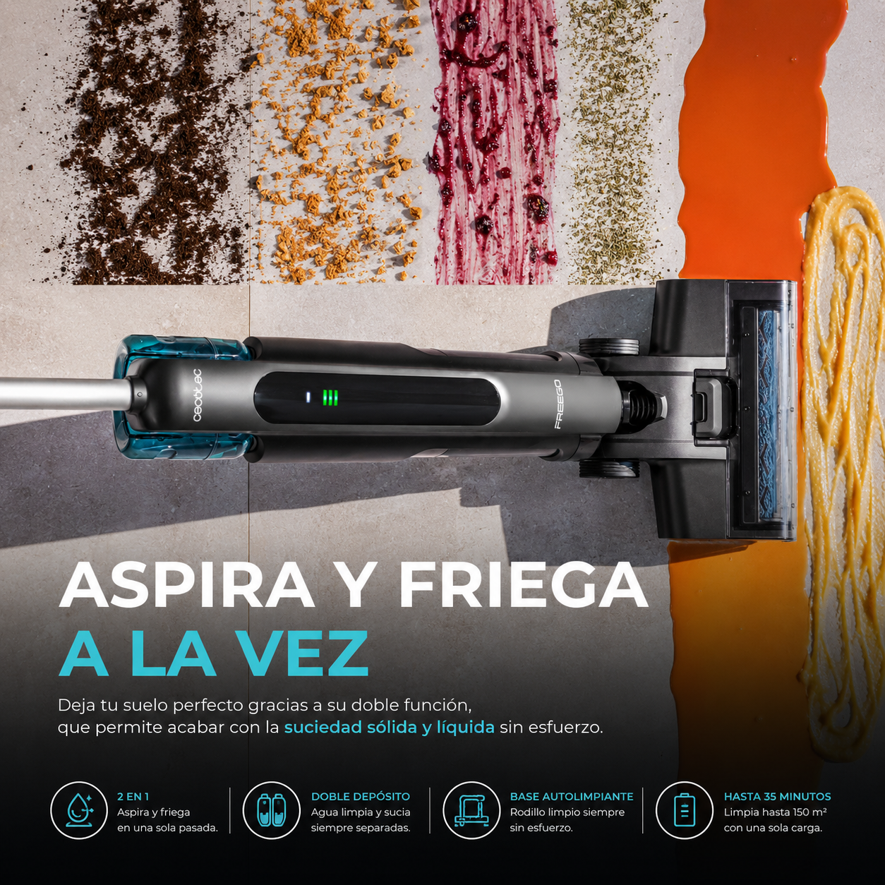 Aspira, friega y deja el suelo impecable en una sola pasada