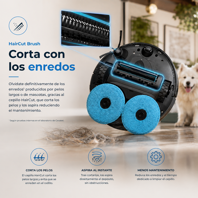 Cecotec Conga X100 – Robot Aspirador Inteligente 20.000 Pa con Base 4 en 1, IA y Cámara