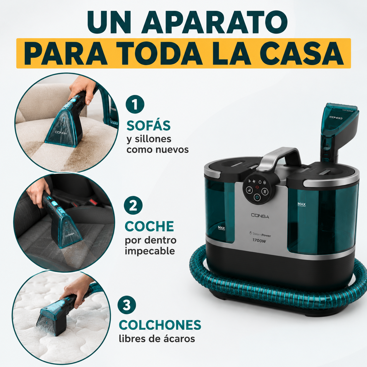 Conga 7000 Carpet&Spot Clean Steam XXL Pro – Deja tus sofás como el primer día